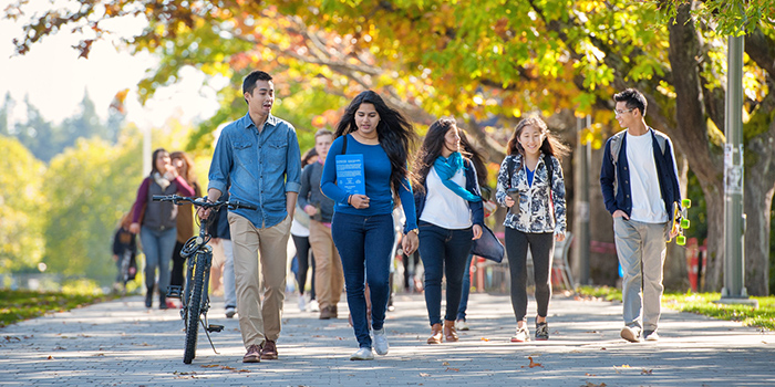 Students walking on campus